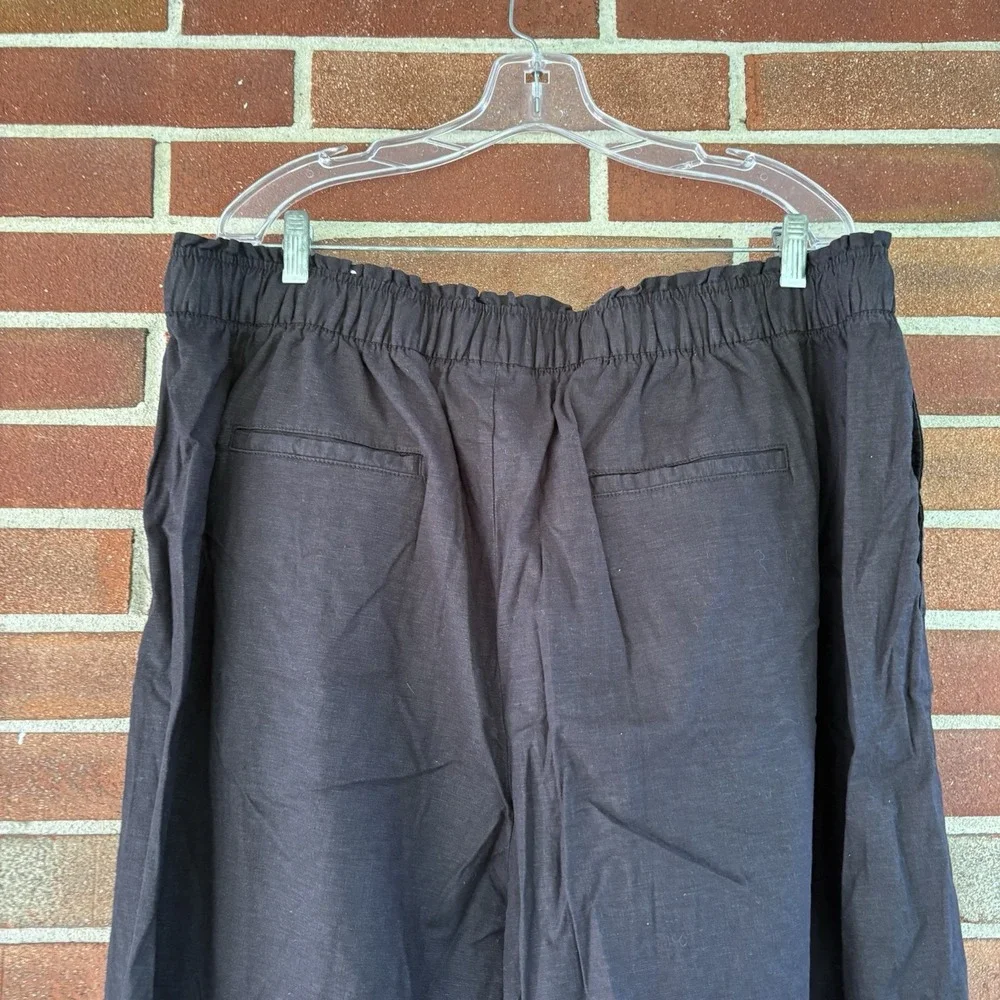 Lane Bryant Black Linen Blend Drawstring Elastic Waist Pants Comfy Sz 20 A997